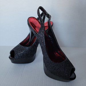 Black Sparkle Platform Dress Heel